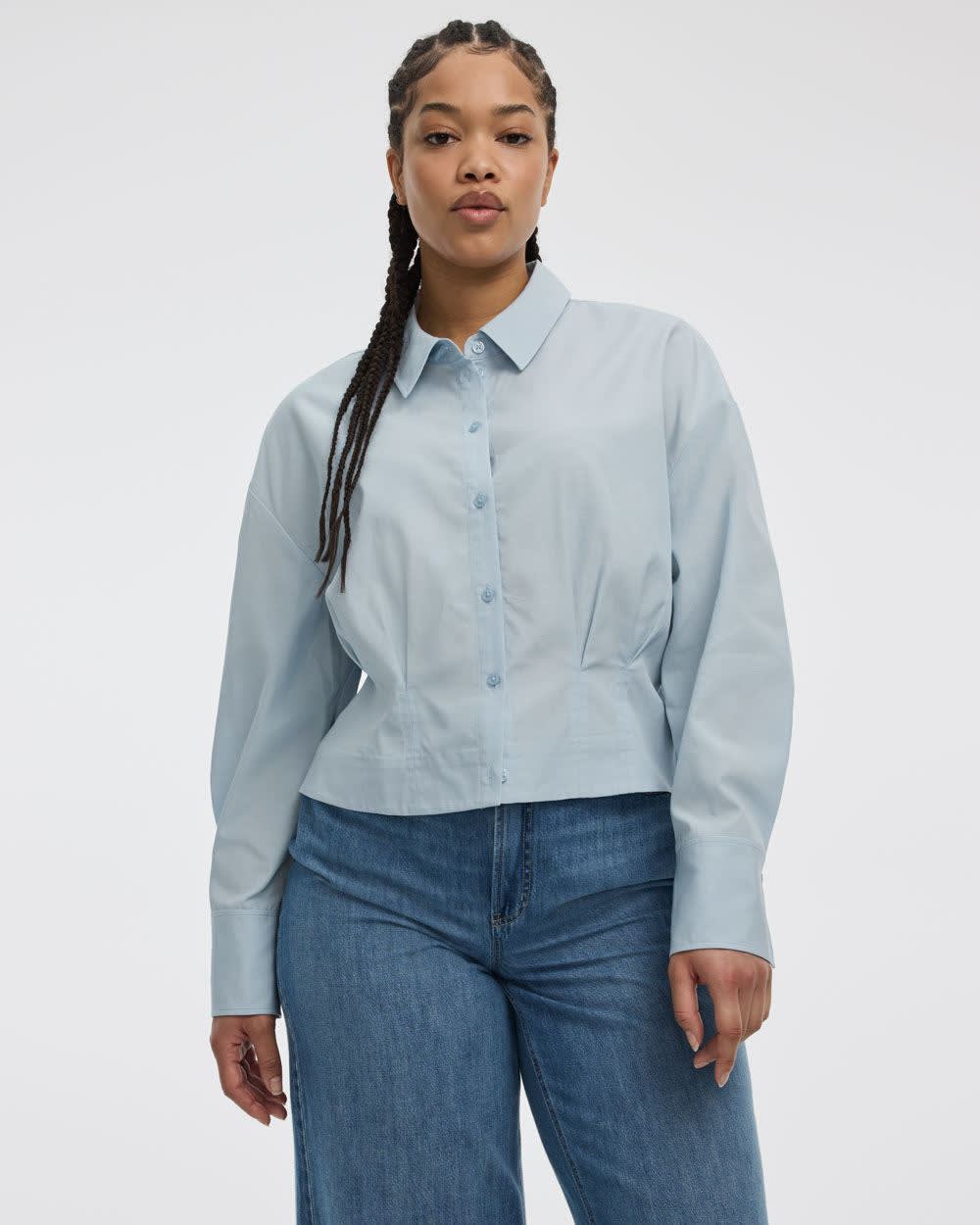 Long-Sleeve Shirt with Cinched Waist