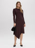 Long-Sleeve Bodycon Midi Dress with Asymmetrical Hem