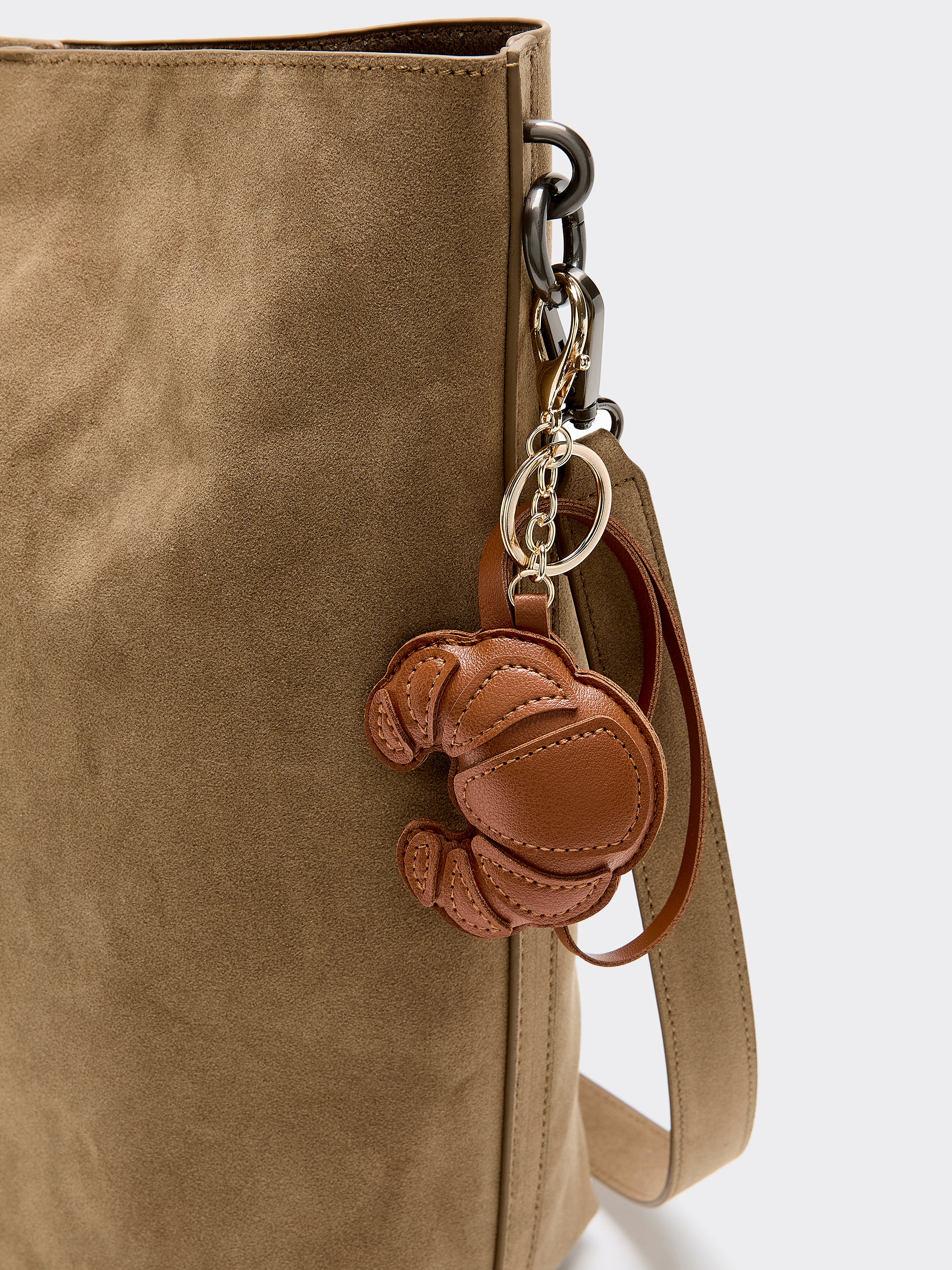 Faux Leather Croissant Bag Charm with Key Ring – Reitmans