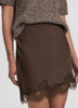 Satin Mini-Skirt with Lace Trim