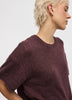 Cashmere-Blend Short-Sleeve Crew-Neck Loose Sweater