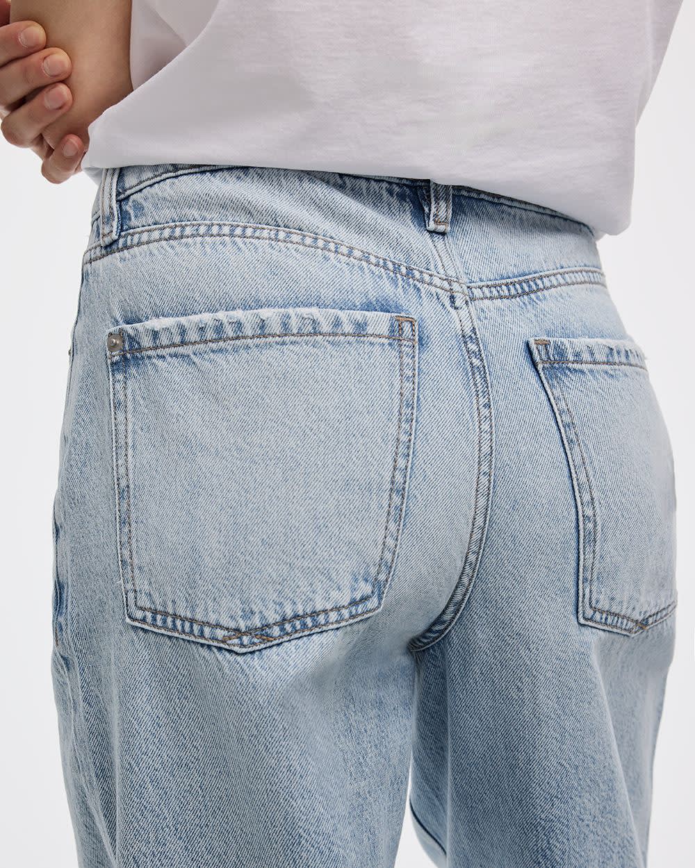 Jean ample déchiré à taille mi-haute 