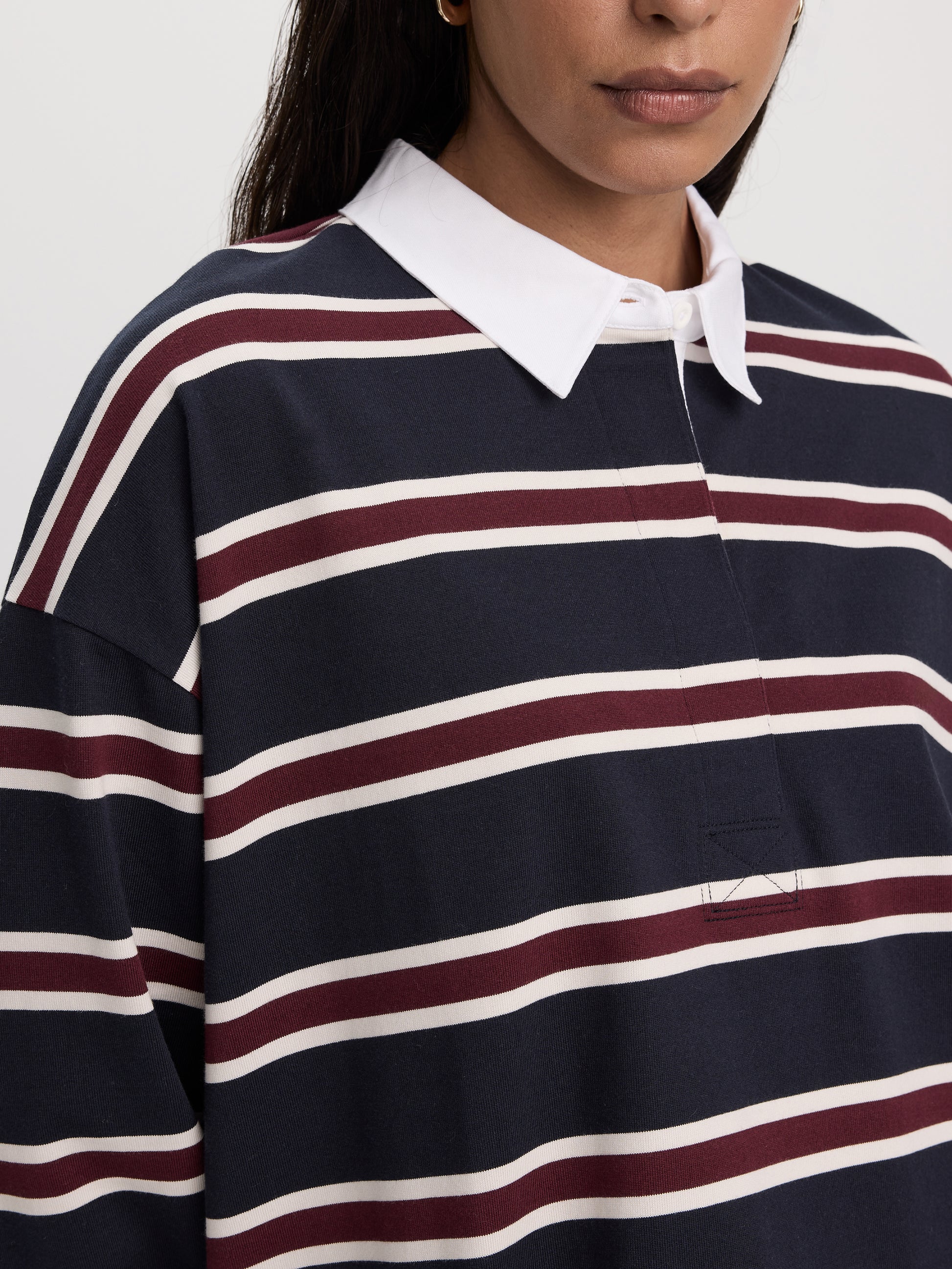 Striped Long-Sleeve Rugby-Style Top