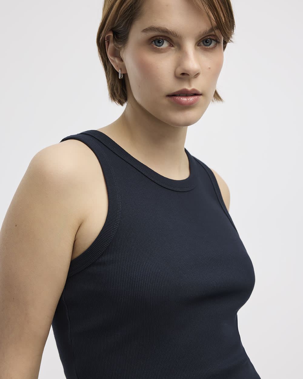 Crew-Neck Ribbed Tank