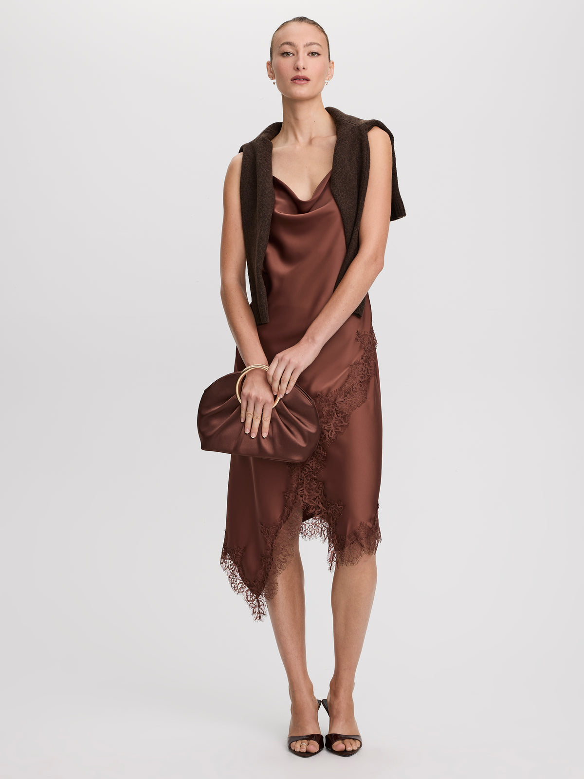Sleeveless Midi Dress with Cowl Neckline