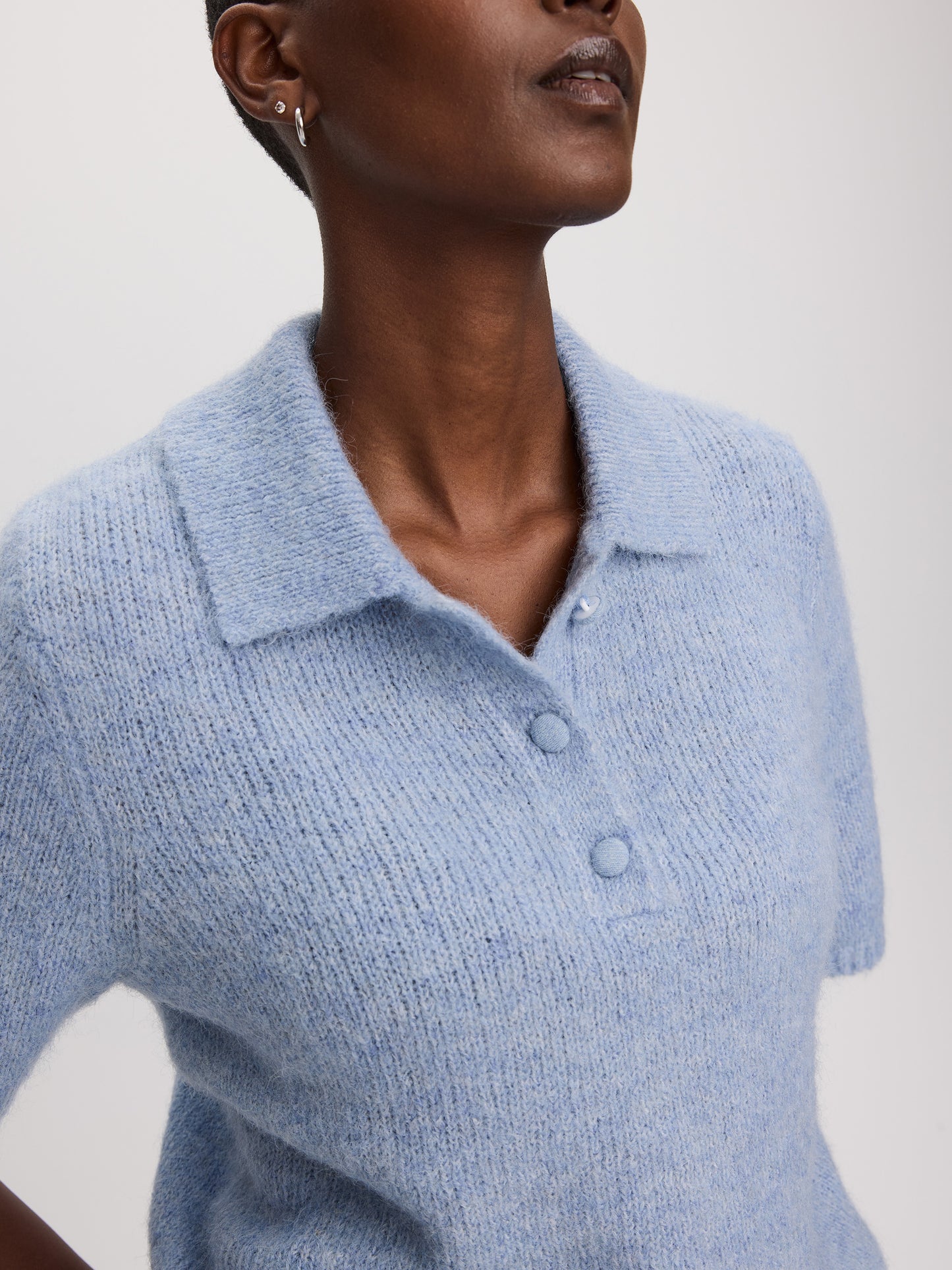 Short-Sleeve Polo Sweater