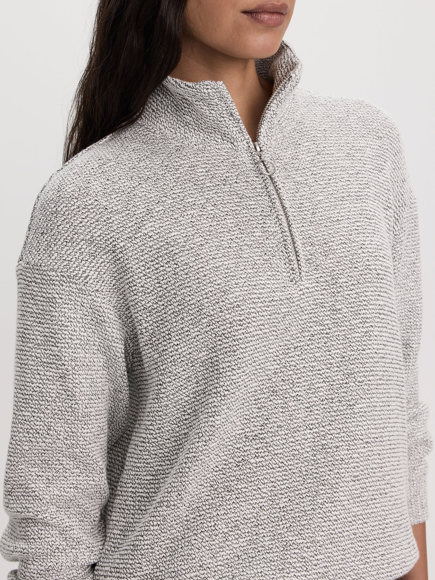 Long-Sleeve Mock-Neck Top with Half-Zip