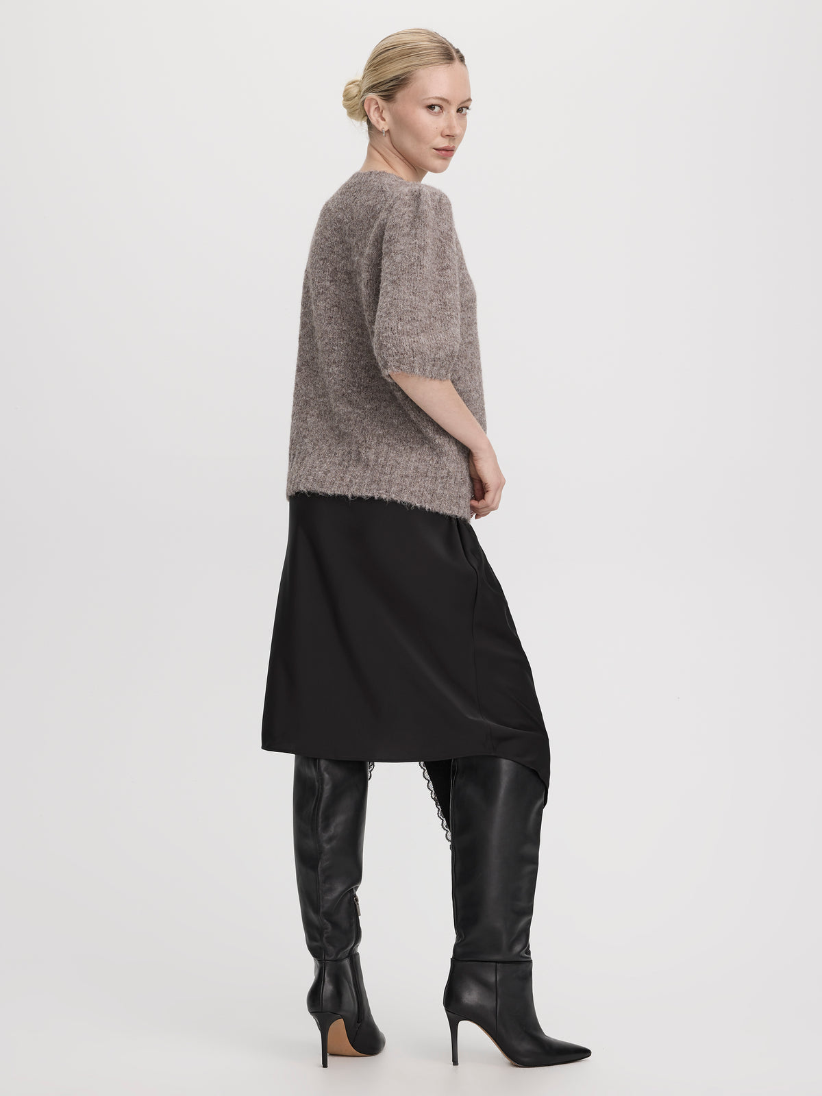 Elbow-Sleeve Crew-Neck Sweater