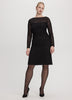 Long-Sleeve Bodycon Dress with Burnout Pattern