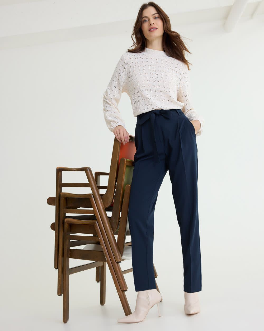 Tapered-Leg High-Rise Pant with Sash - Curvy Fit - The Timeless