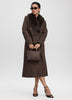 Wool-Blend Long Jacket with Sash and Removable Faux Fur
