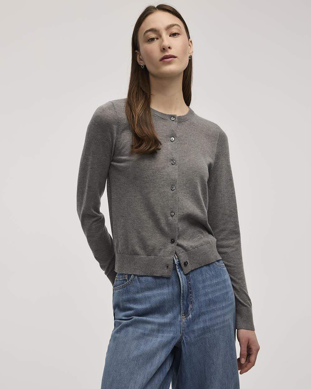 Crew Neck Cardigan - R Essentials