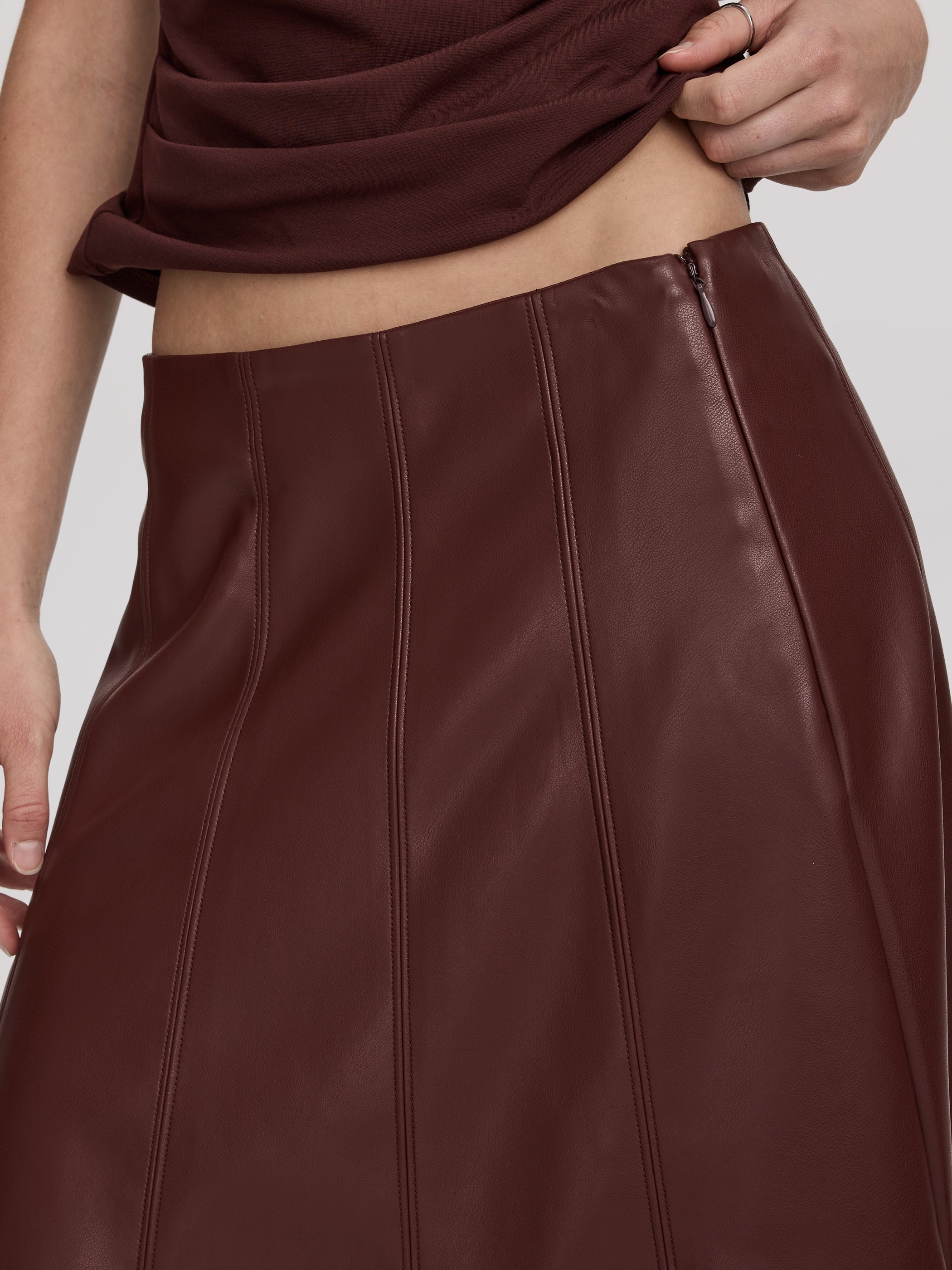 Faux Leather Midi Skirt