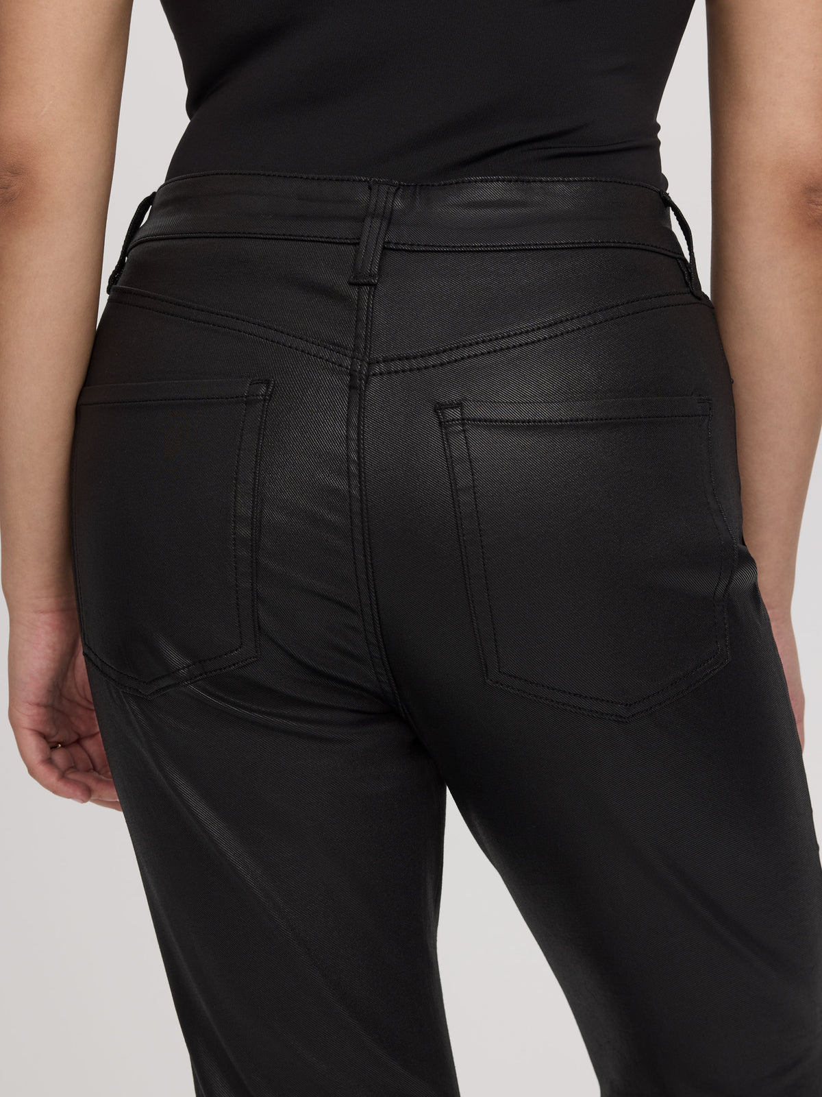 Flare-Leg High-Rise Coated Jeans
