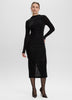 Long-Sleeve Bodycon Midi Dress with Burnout Pattern