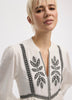Long-Sleeve Split-Neck Swing Dress
