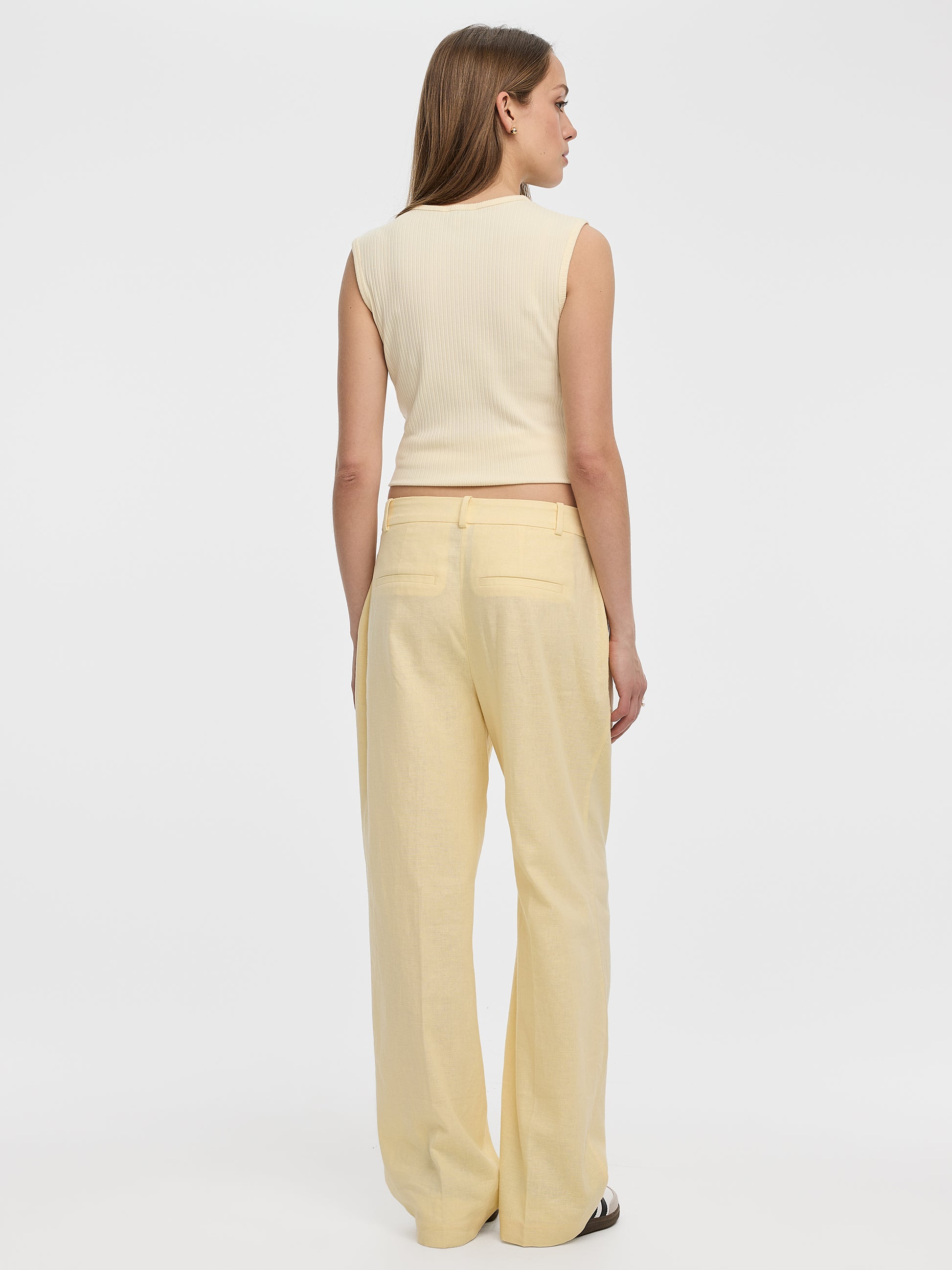 Linen-Blend Straight-Leg High-Rise Pant