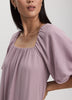 Square-Neck Mini Dress with Bubble Sleeves