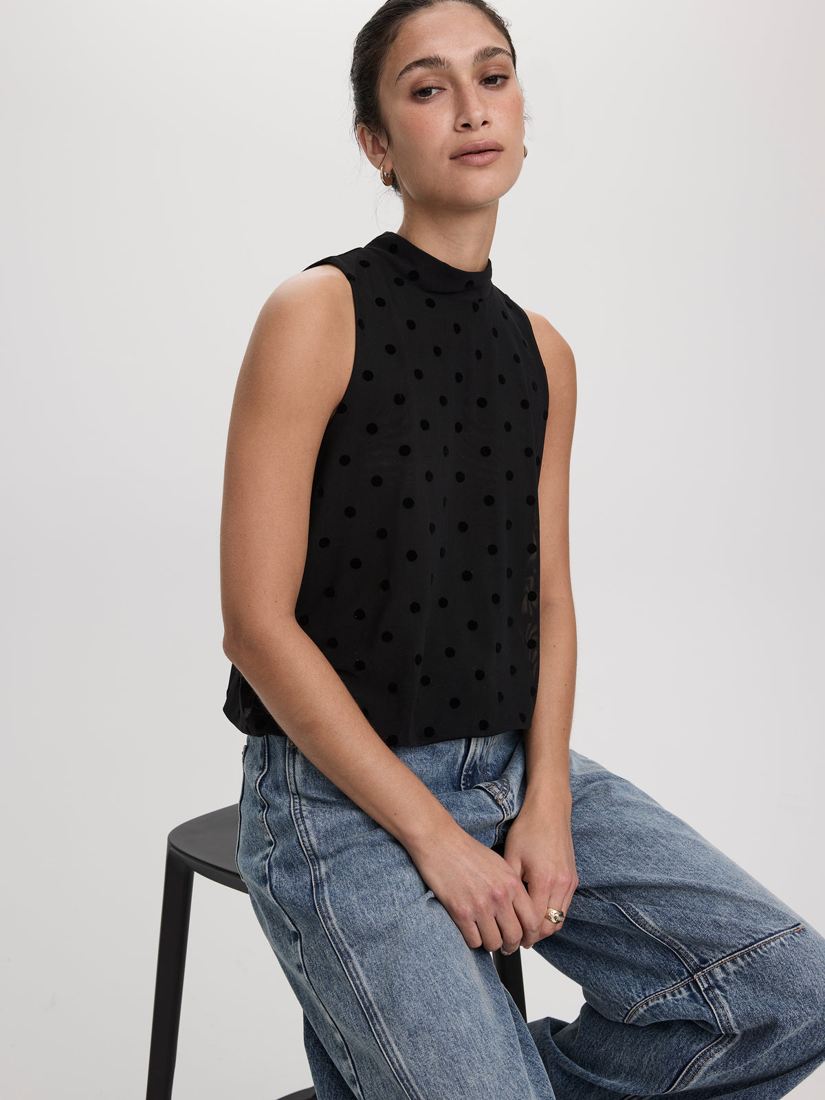 Mock-Neck Tank with Bubble Hem