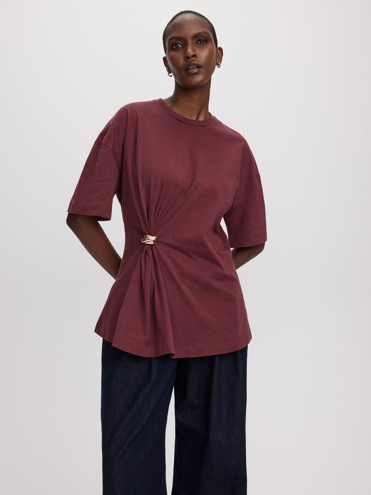 Crew-Neck T-Shirt with Metal Ring