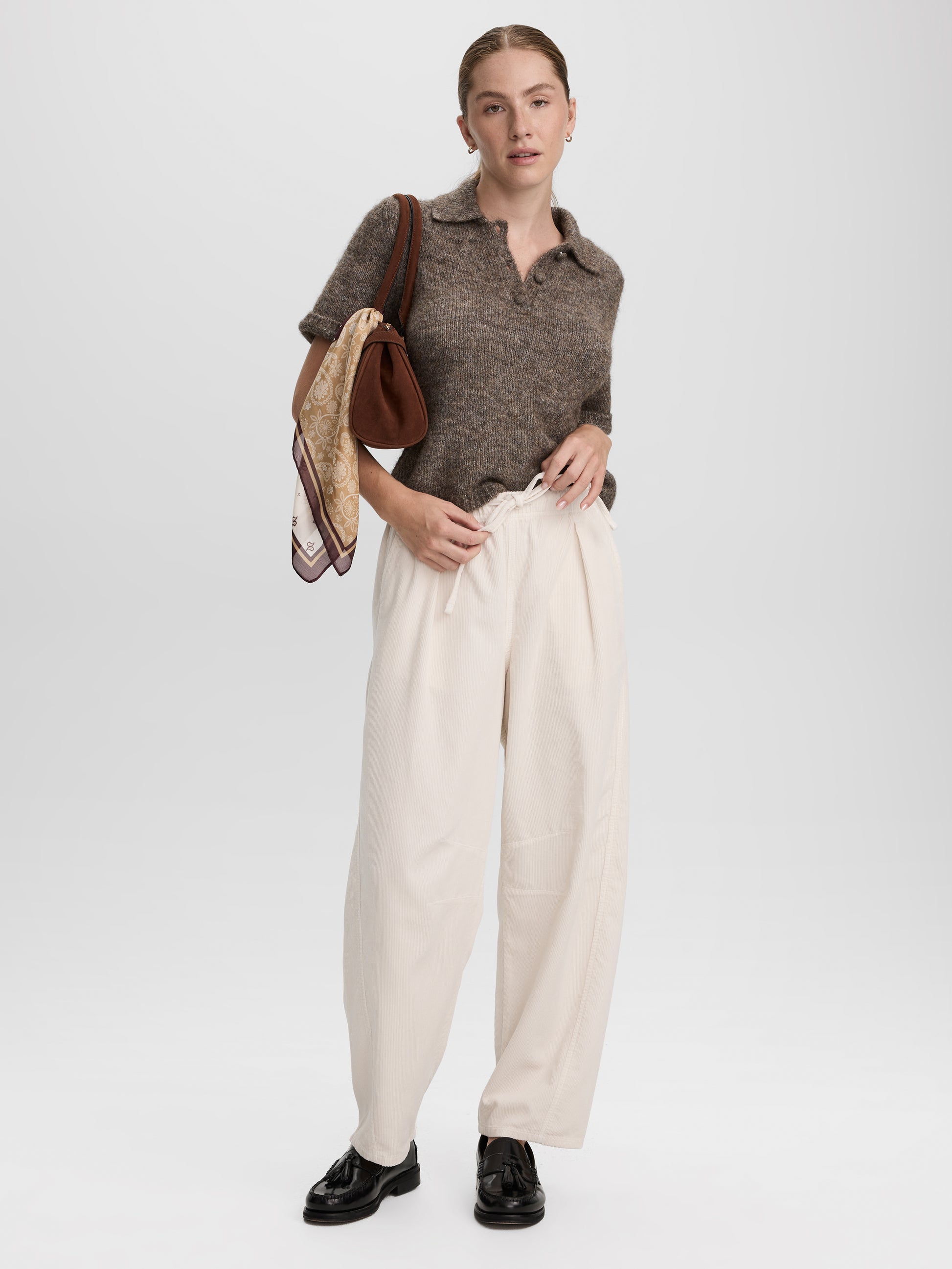 High-Rise Barrel Corduroy Pants