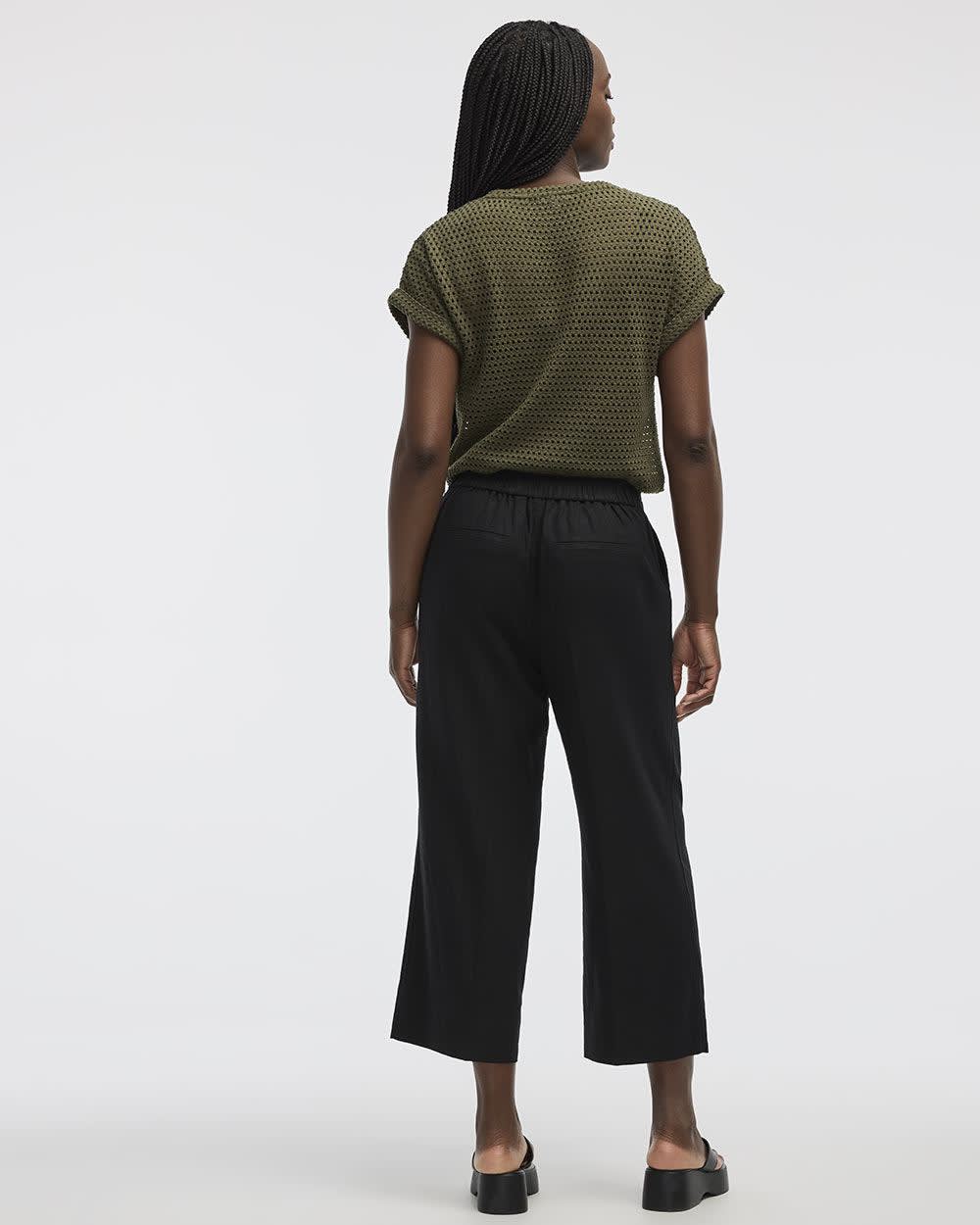 Cropped Wide-Leg Linen-Blend Pant