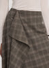 Plaid Midi Skirt with Asymmetrical Hem