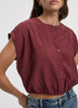 Extended-Sleeve Crew-Neck Buttoned-Down Blouse