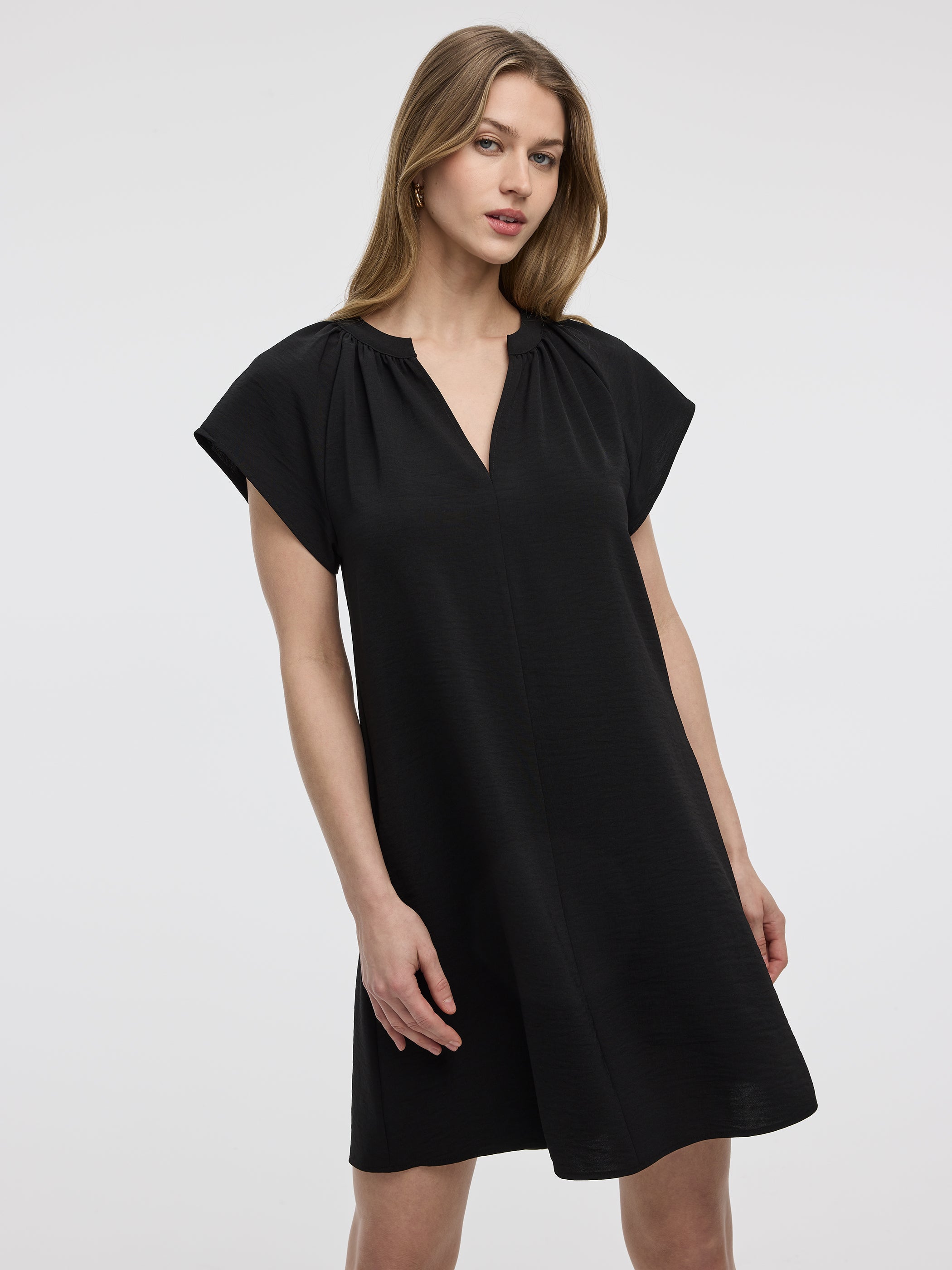 Split-Neck Shift Dress