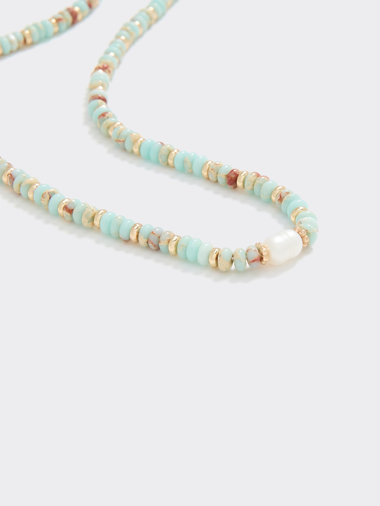 Beaded Short Necklace with Freshwater Pearl