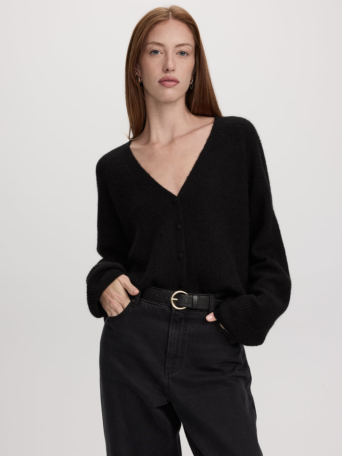 Mohair-Blend V-Neck Cardigan