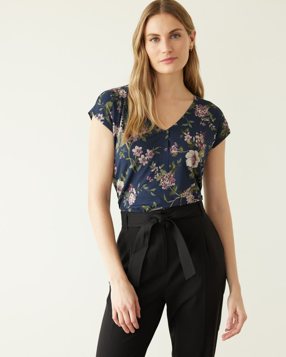 Tunique à manches très courtes et col V