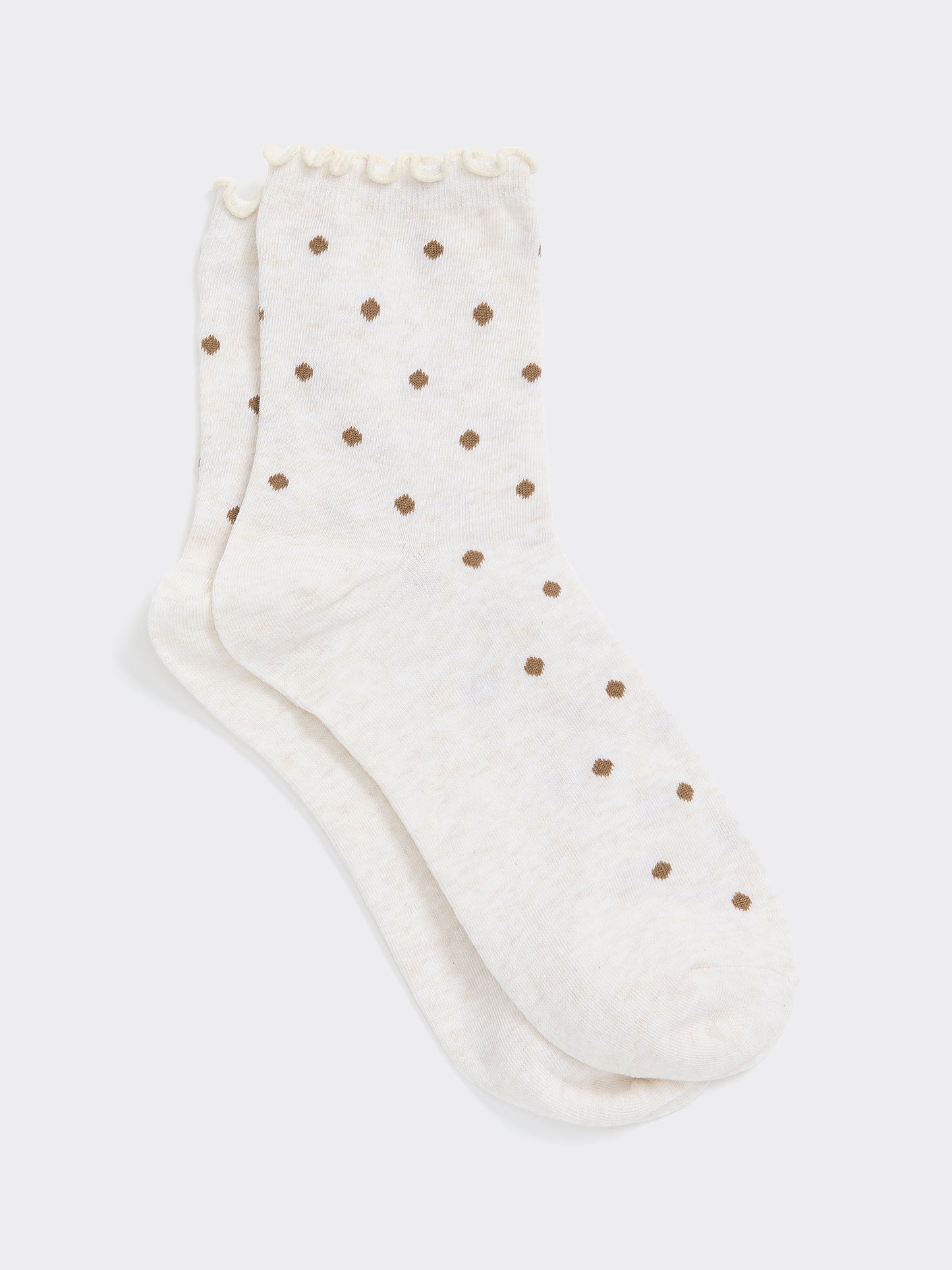 Dotted Anklet Socks with Ruffled Hems