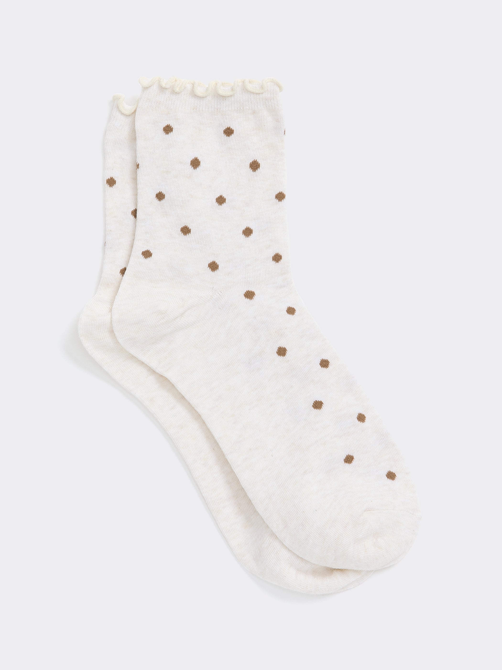 Dotted Anklet Socks with Ruffled Hems
