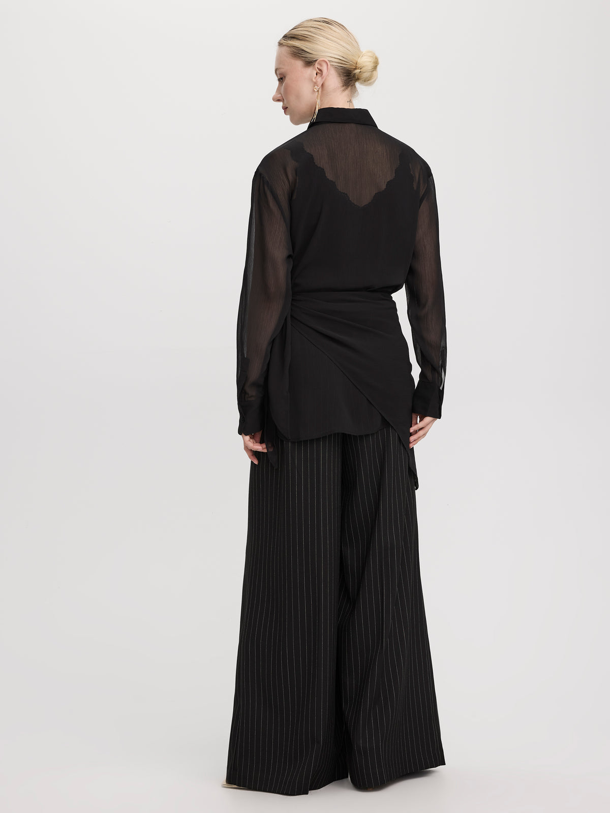 Semi-Fitted Blouse with Scarf at Waist