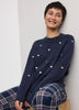 Long-Sleeve Crew-Neck Pullover with Hearts