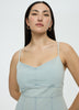 Sleeveless Denim Midi Dress with Sweetheart Neckline