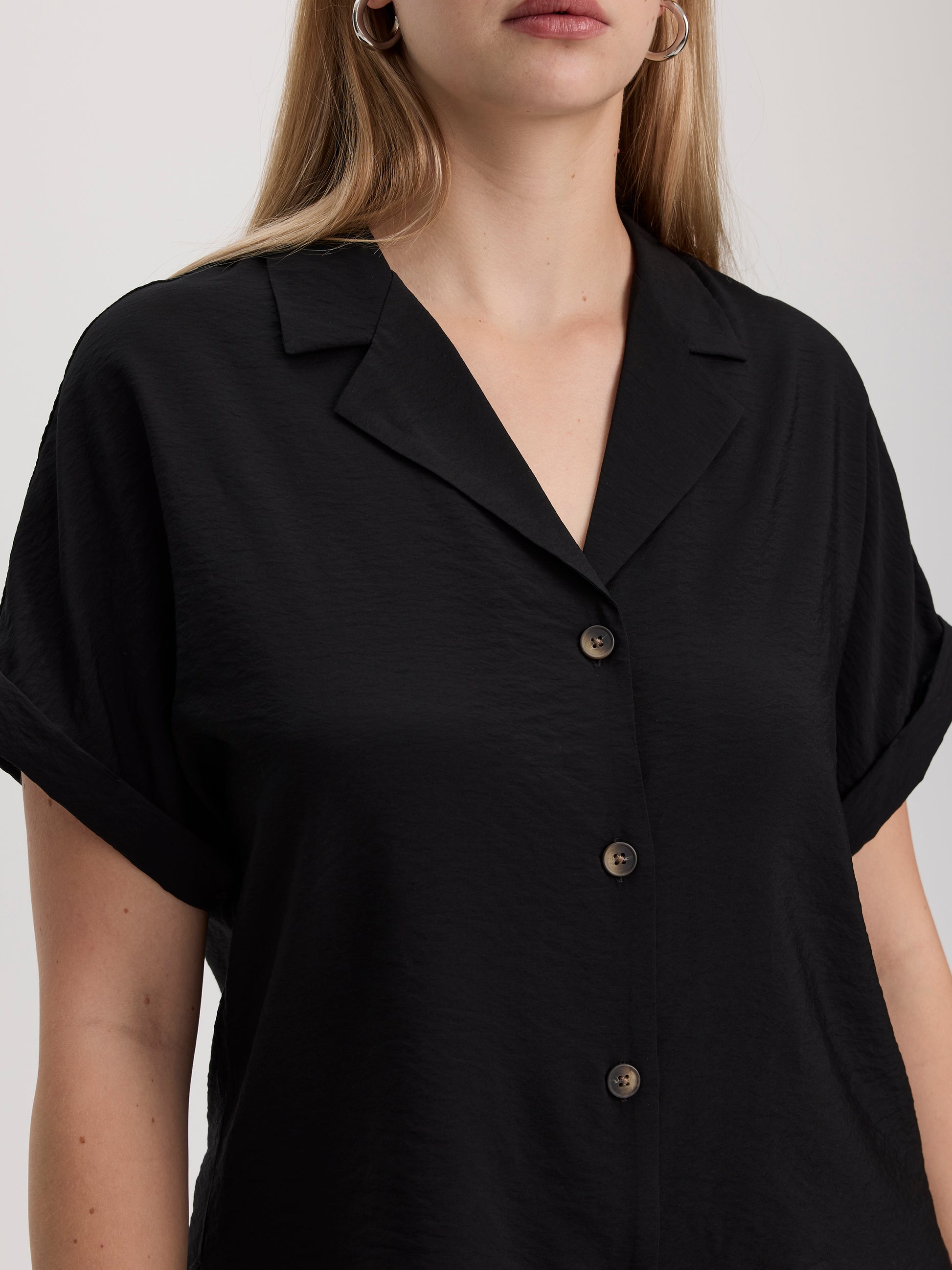 Short-Sleeve Shirt with Notch Collar
