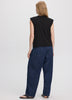 Sleeveless Crew-Neck Top with Shoulder Pads