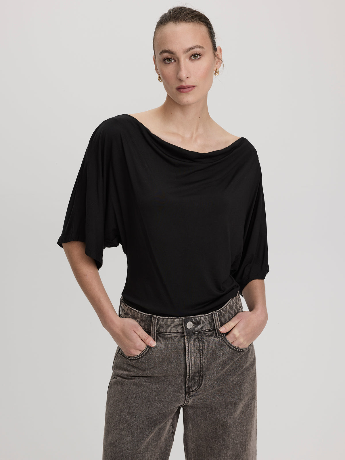 Short-Sleeve Boat-Neck Top