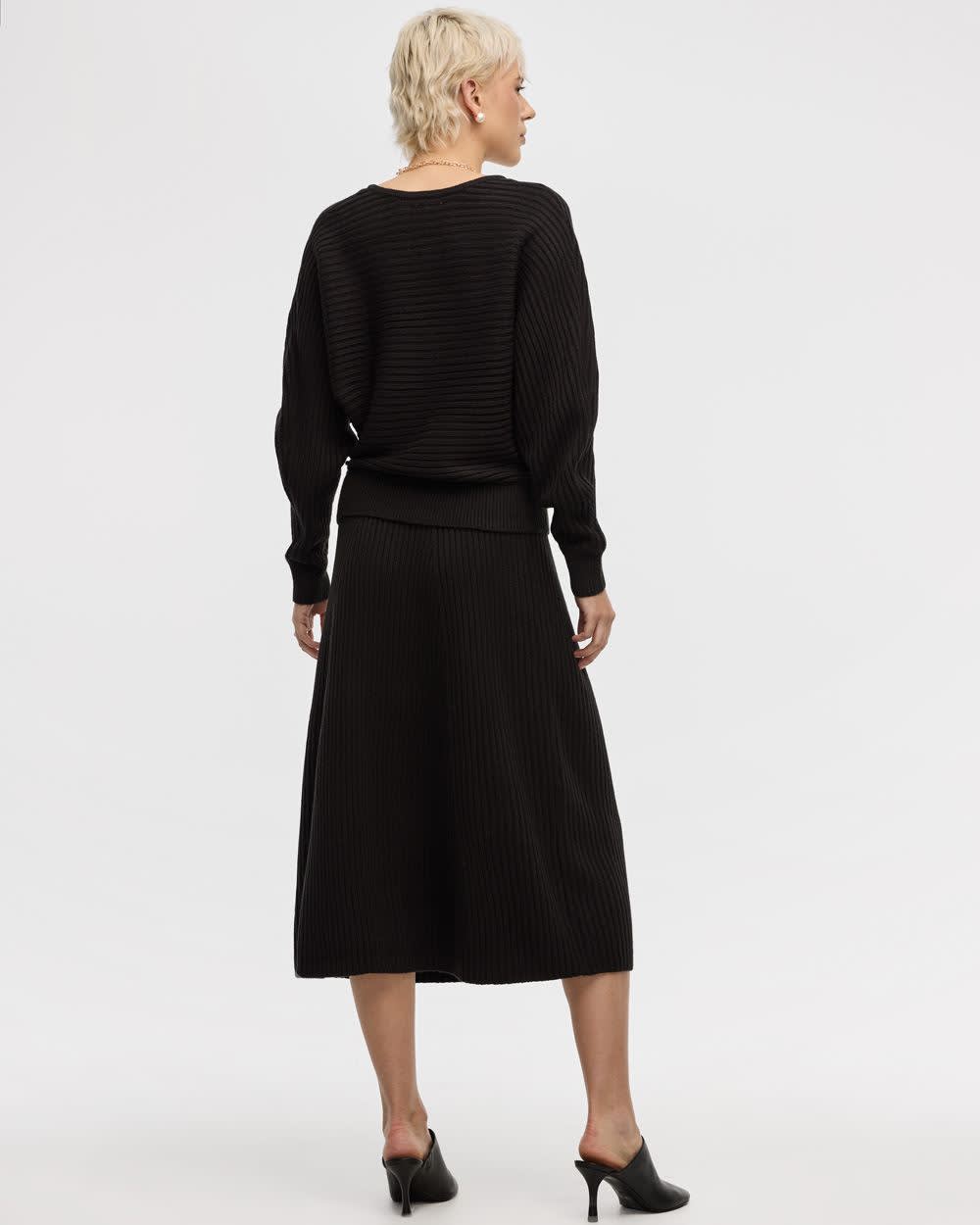 Ribbed A-Line Midi Sweater Skirt