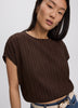 Extended-Sleeve Crew-Neck Blouse with Elasticated Hem