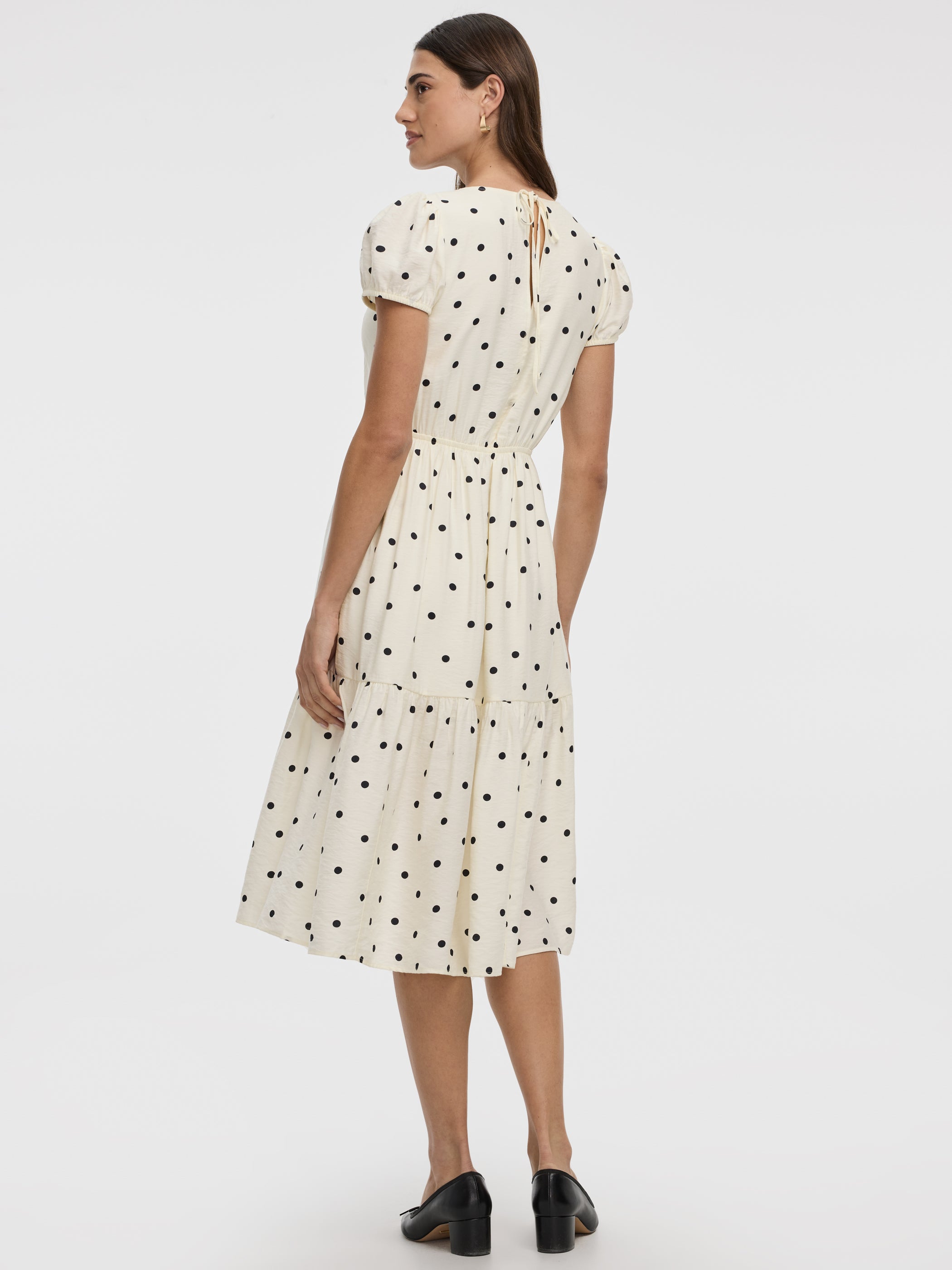 Short-Sleeve V-Neck Midi Dress