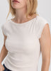 Extended-Sleeve Boat-Neck Ribbed Top