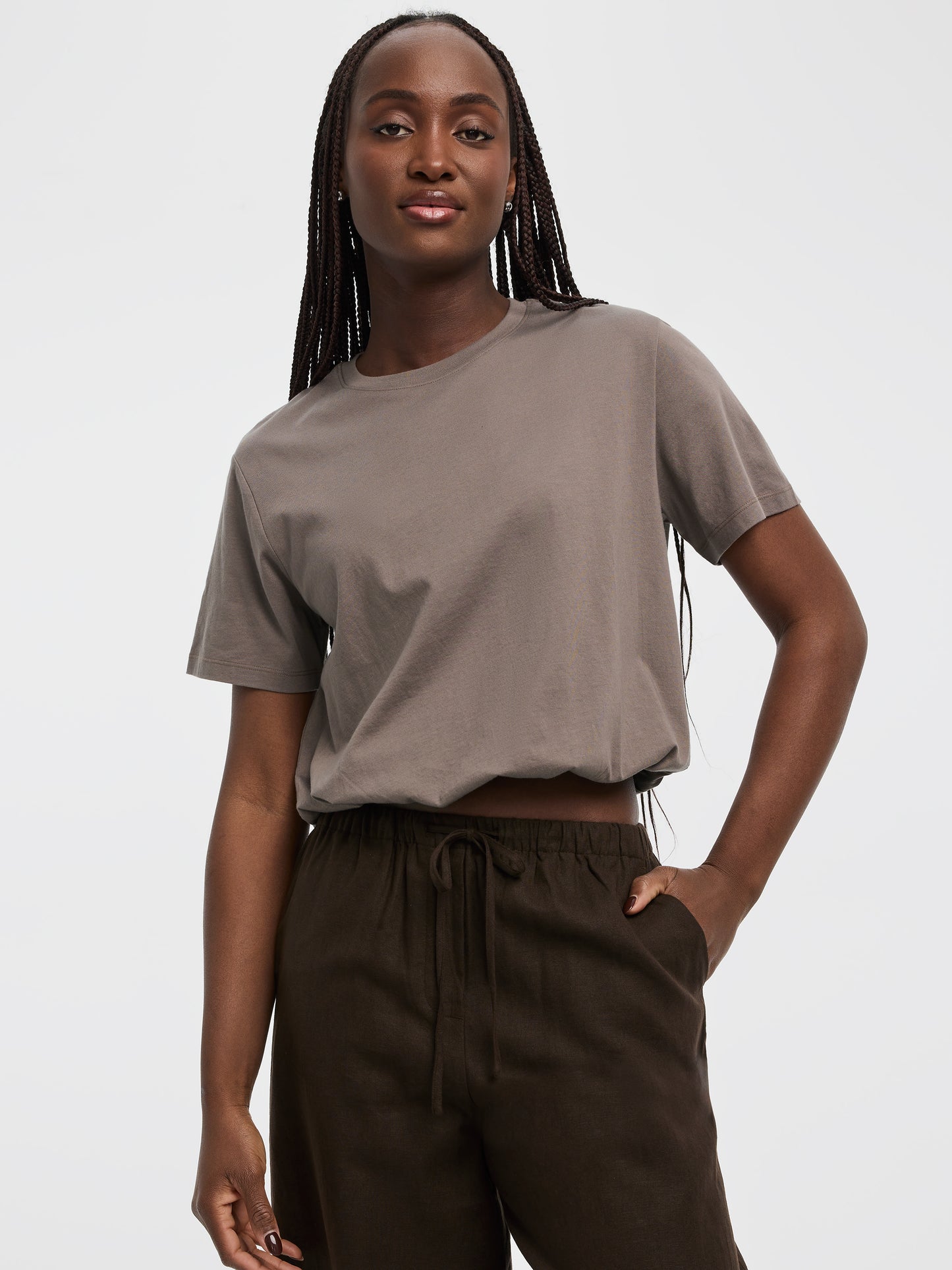 Crew-Neck Tee with Bubble Hem