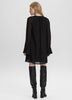 Long-Sleeve V-Neck Mini Dress with Ruffles