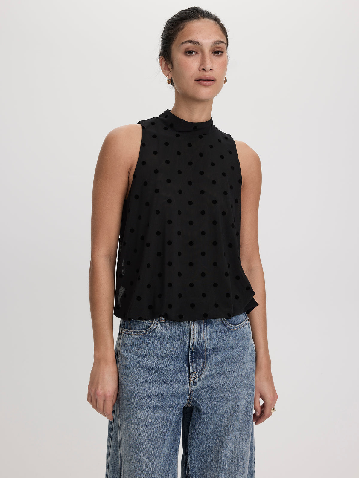 Mock-Neck Tank with Bubble Hem