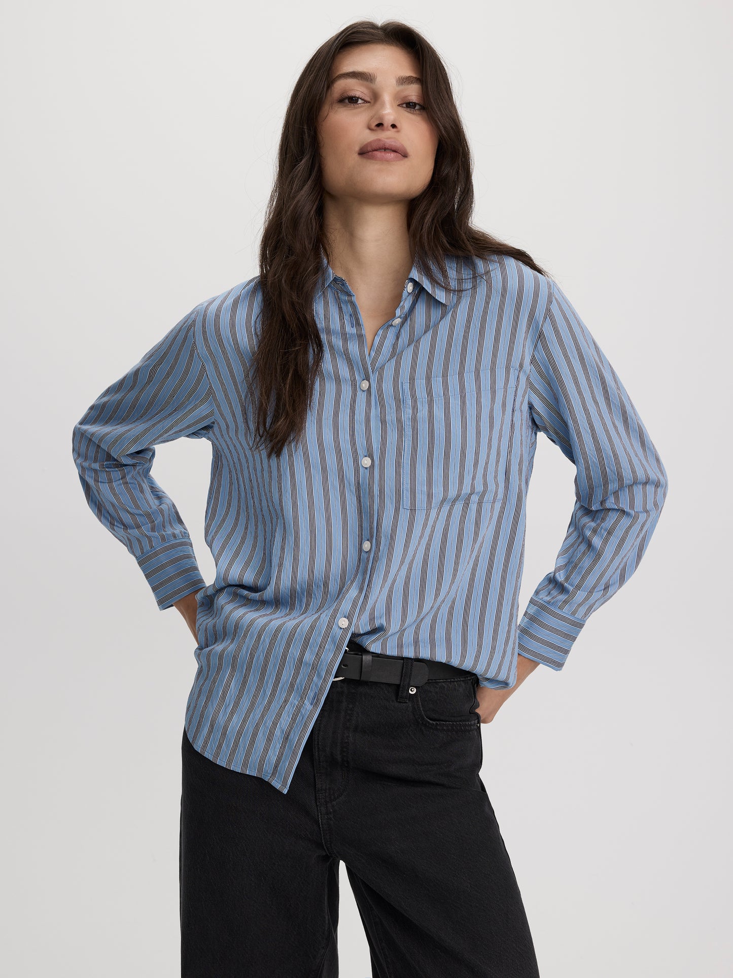 Striped Long-Sleeve Blouse