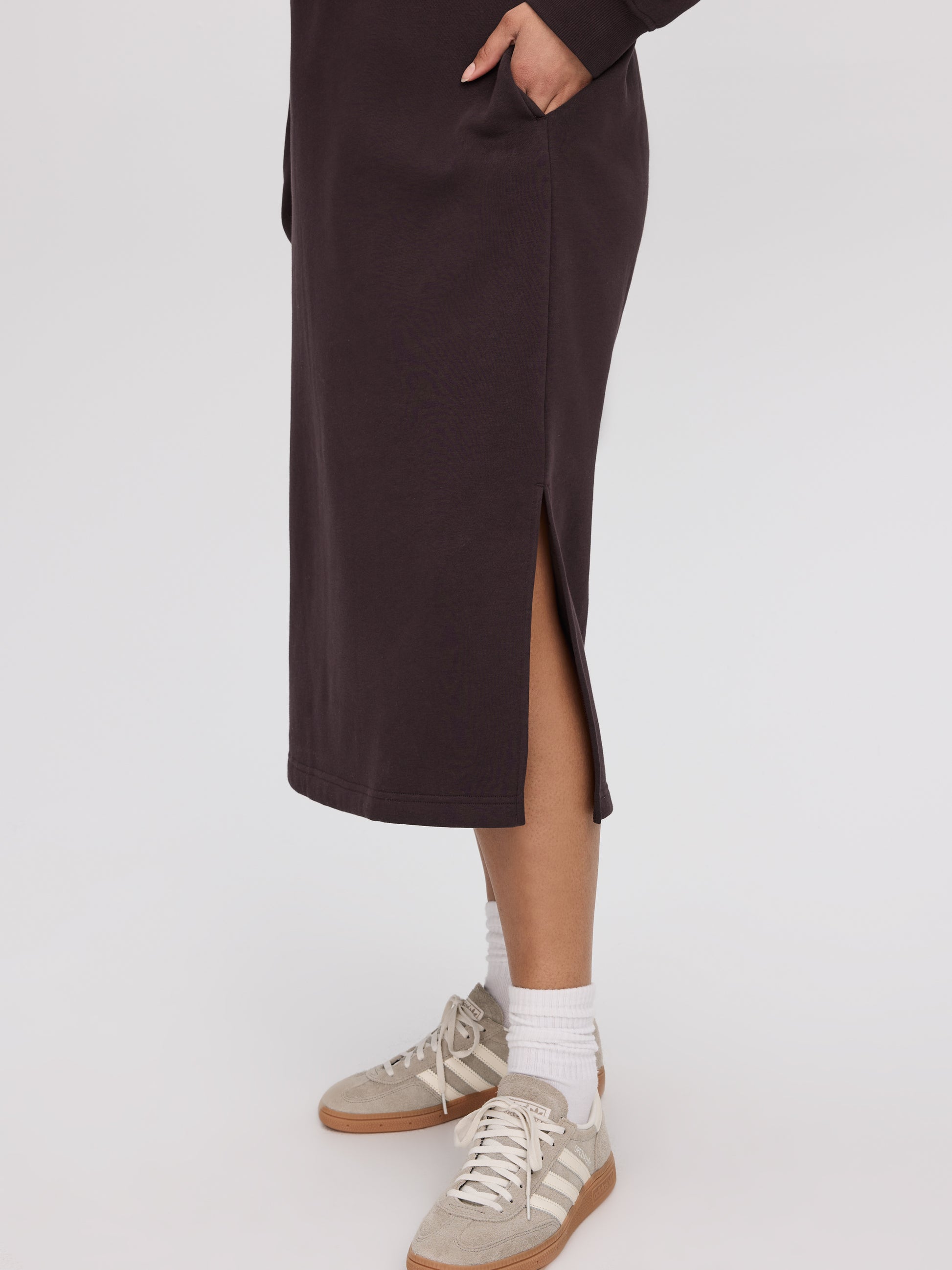 French Terry Hooded Midi Dress