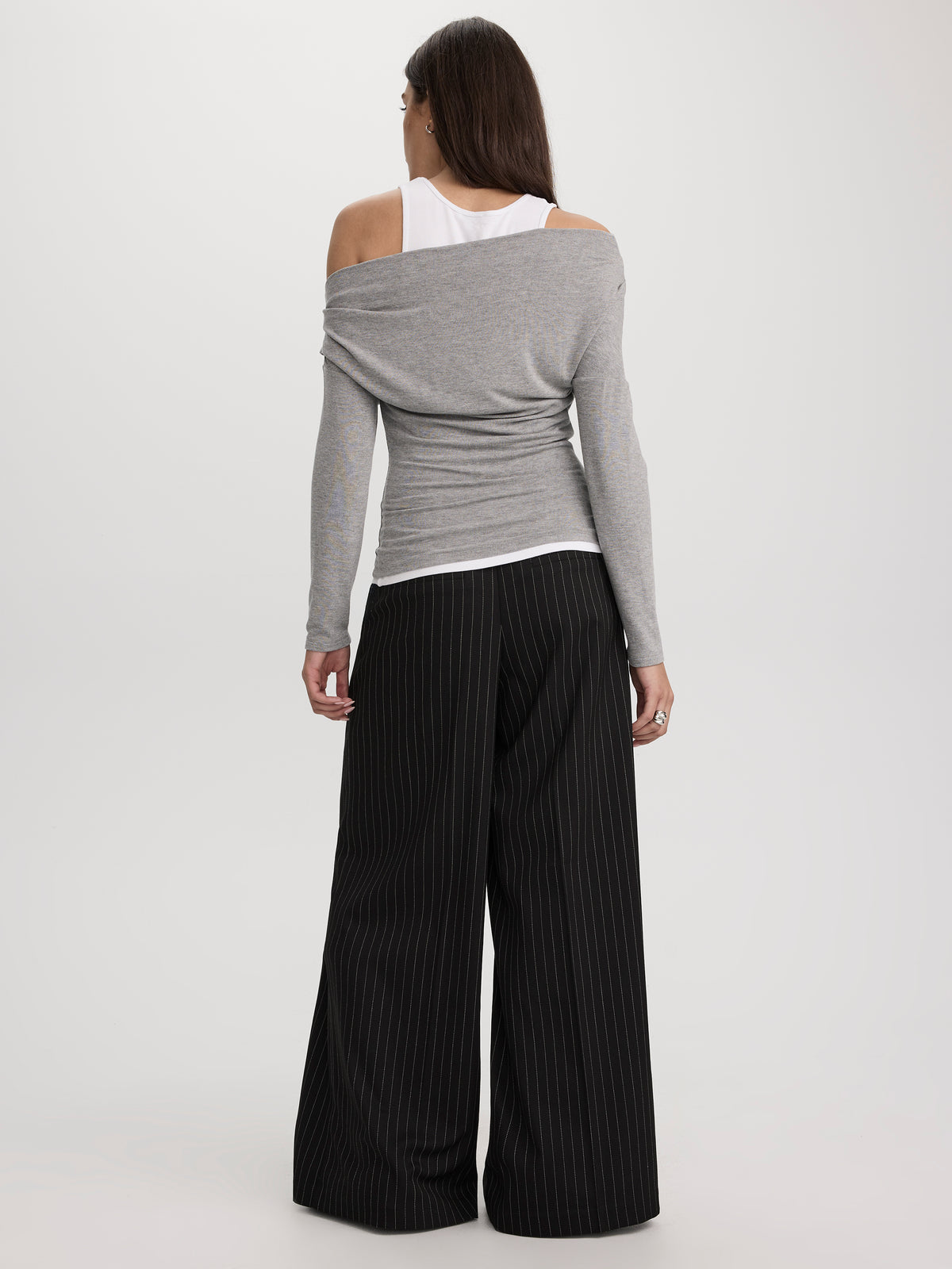 Long-Sleeve Off-the-Shoulder Top with Fooler Insert